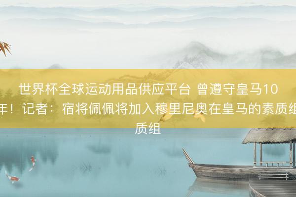 世界杯全球運動用品供應平臺 曾遵守皇馬10年！記者：宿將佩佩將加入穆里尼奧在皇馬的素質(zhì)組